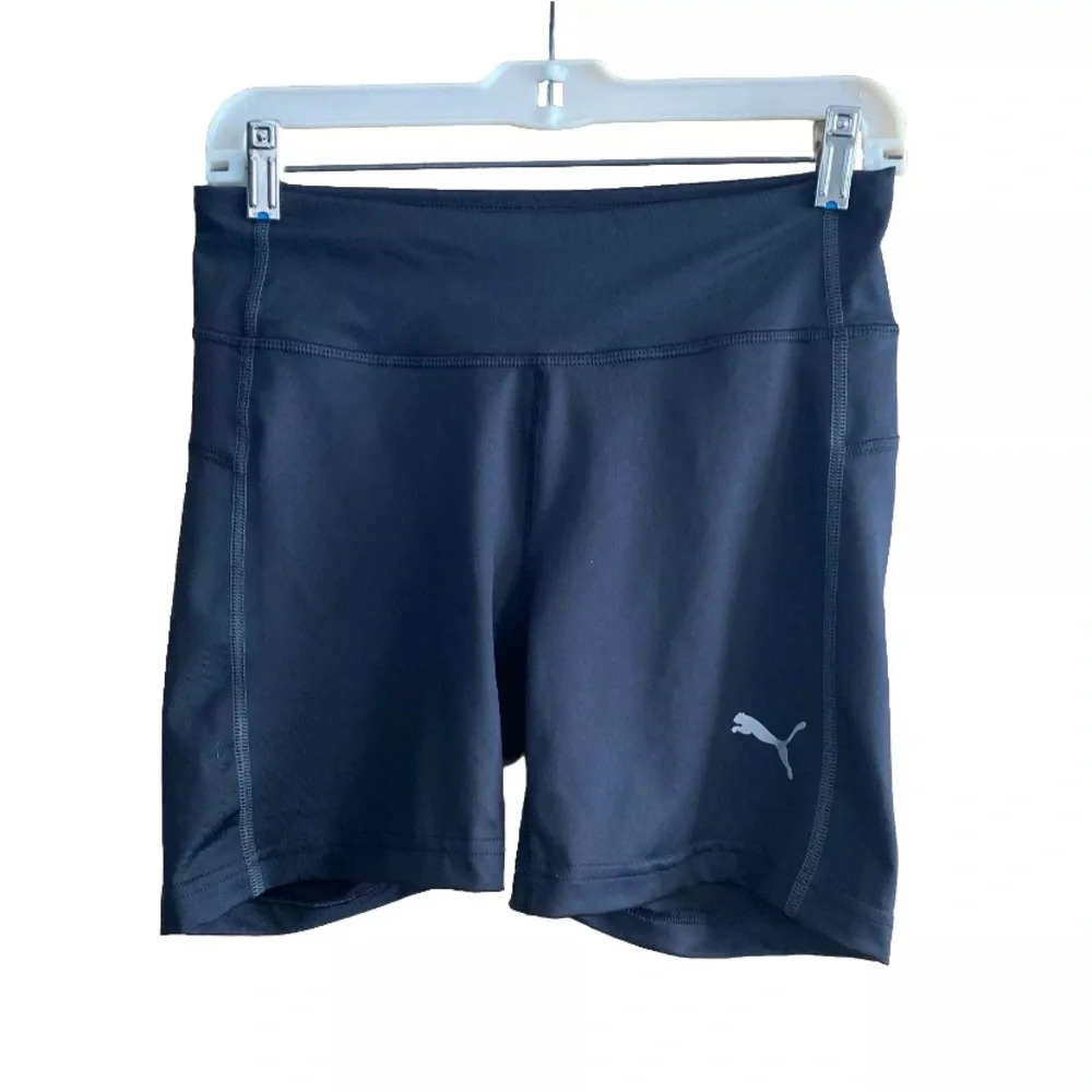 NWT Puma Women's Black Logo Stretch Cleverdry Tech Fitness Shorts Size Large